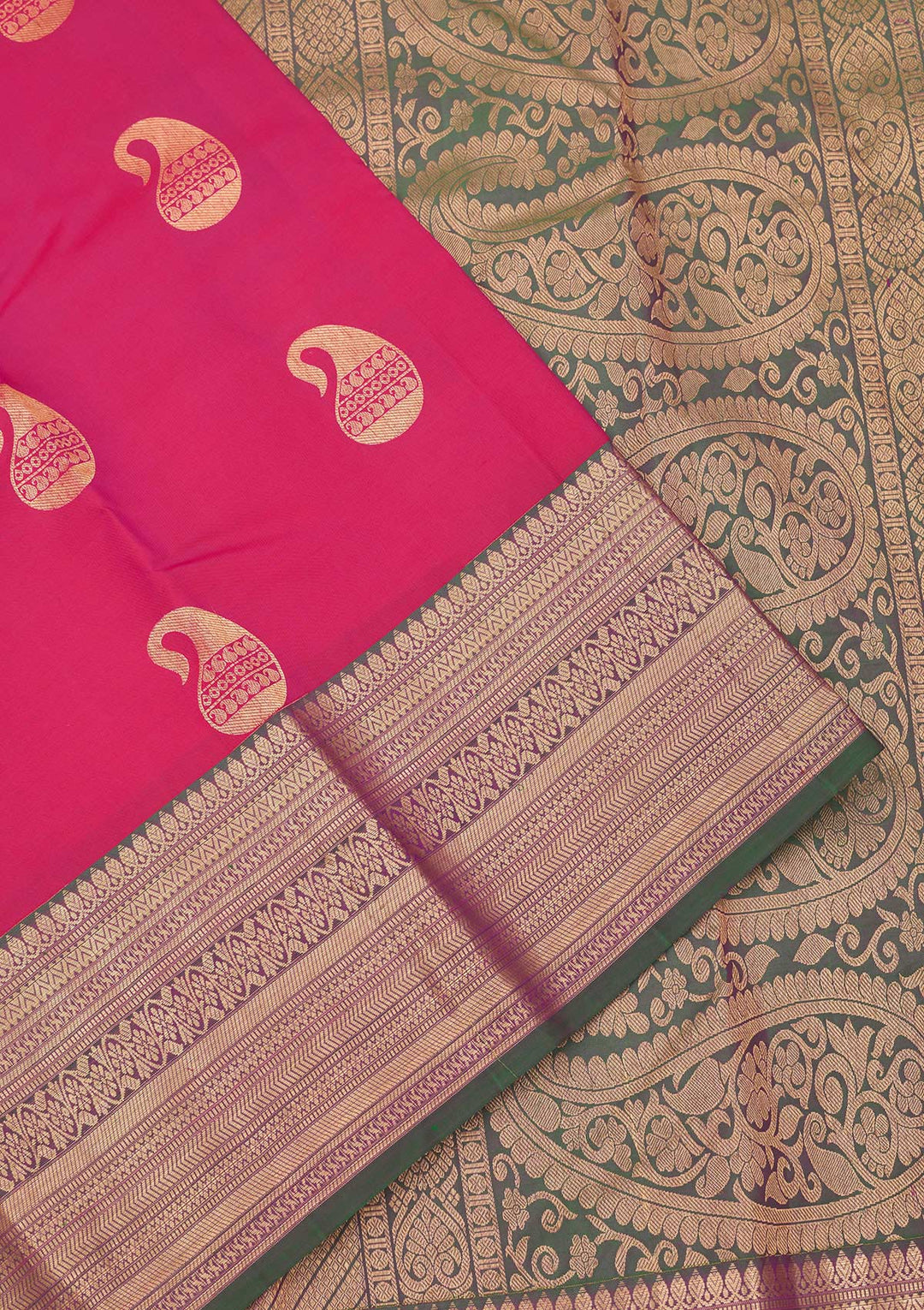 Rani Pink Zariwork Pure Silk Saree