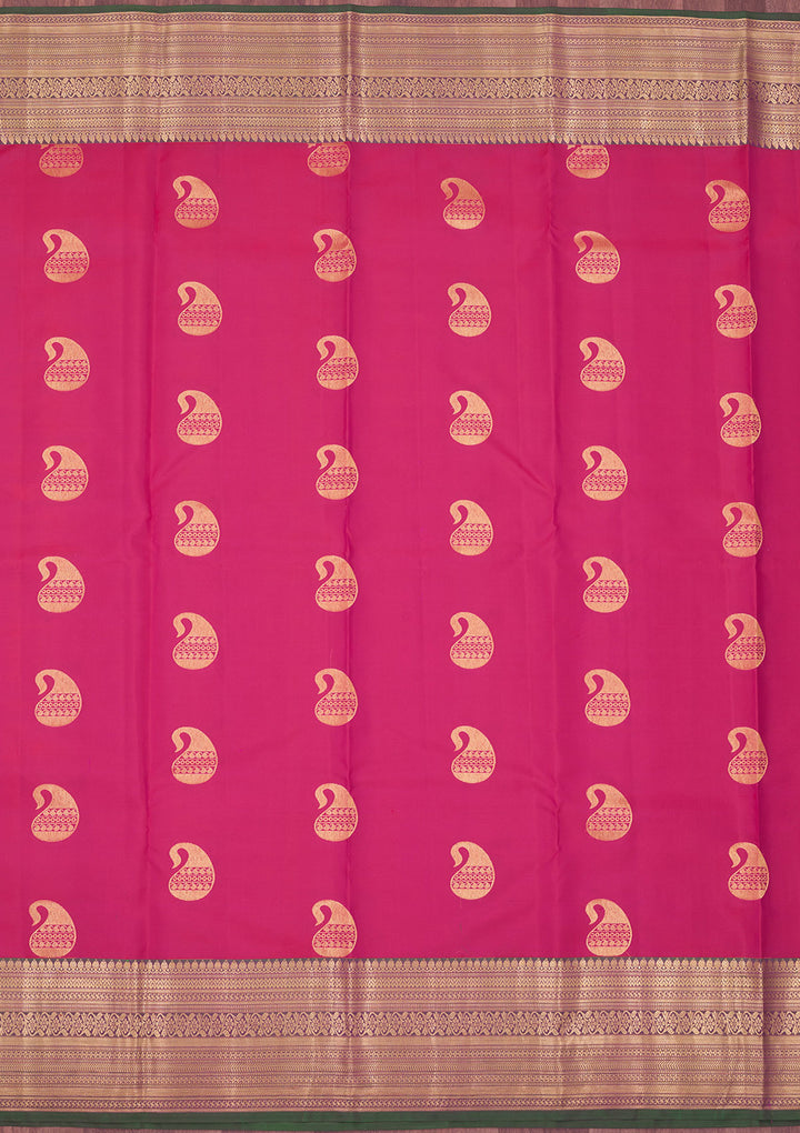 Rani Pink Zariwork Pure Silk Saree
