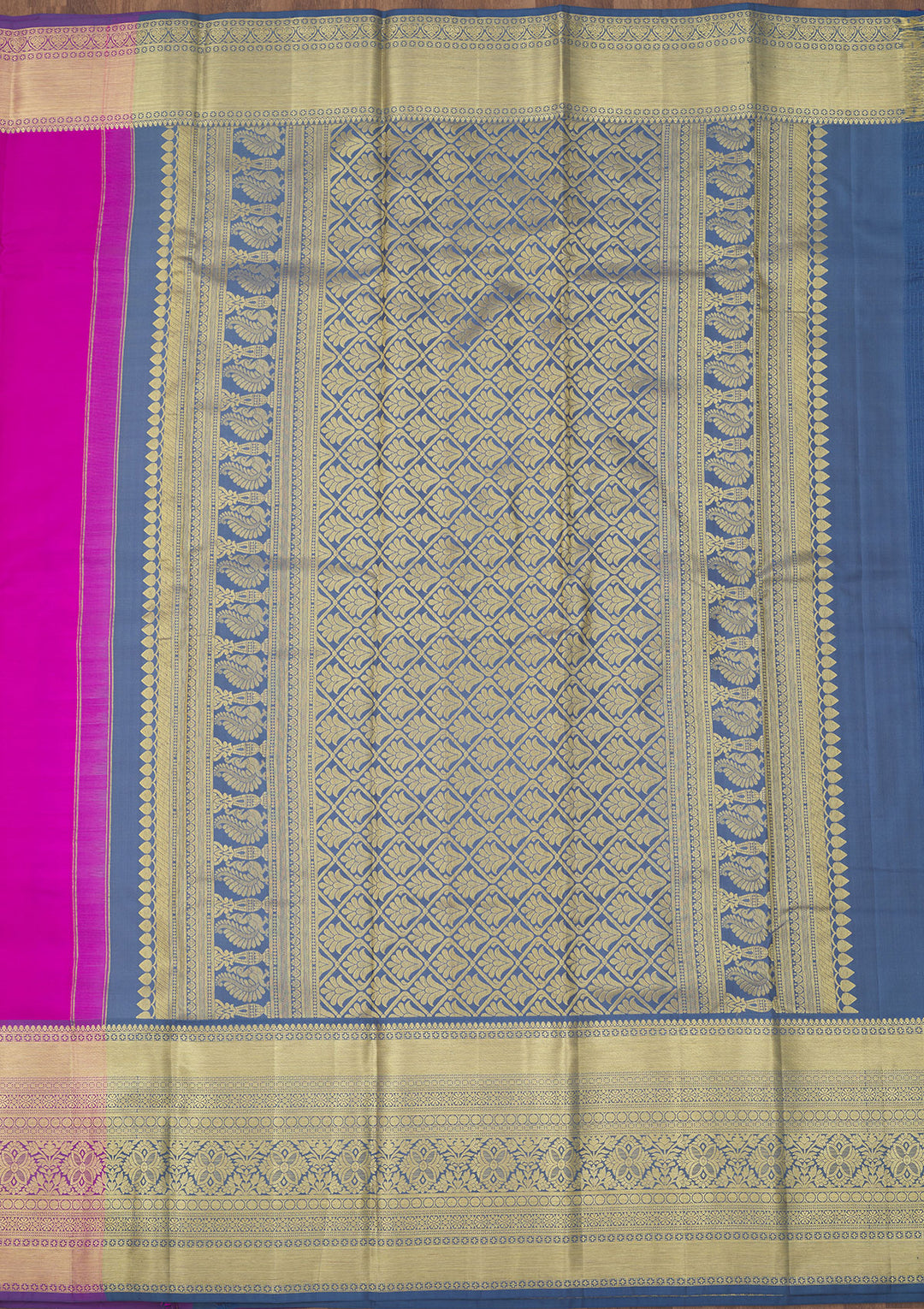 Rani Pink Zariwork Pure Silk Saree