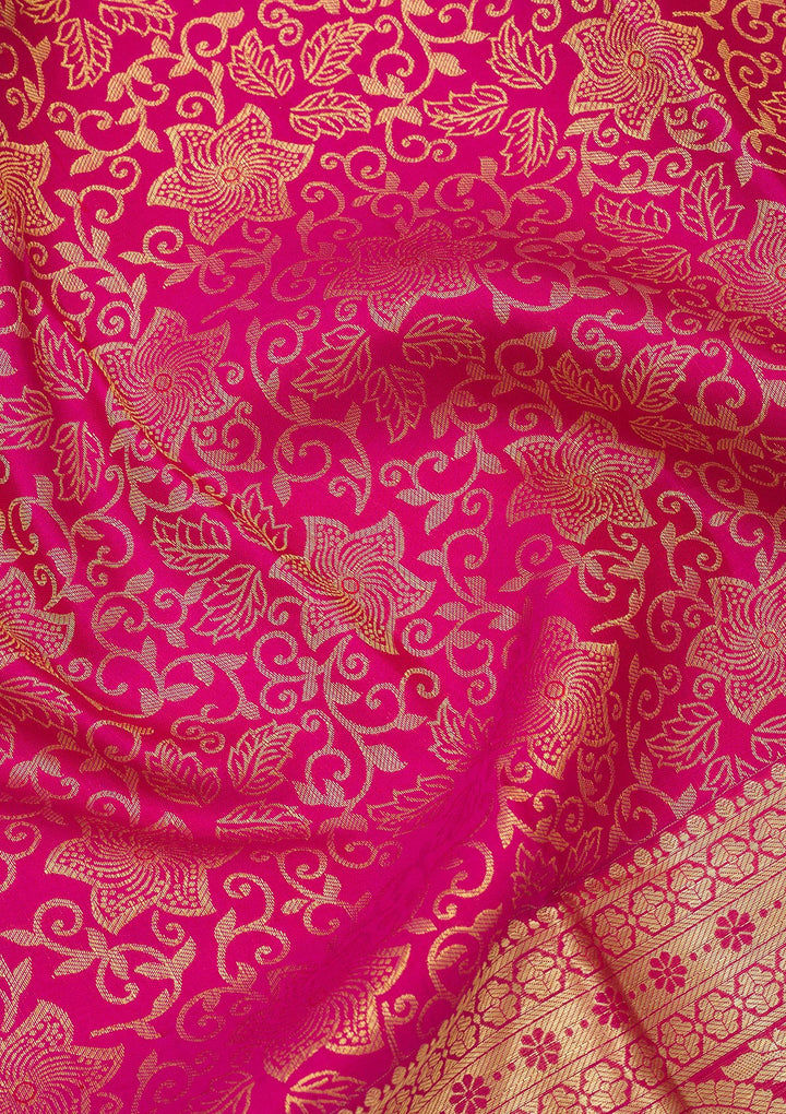 Rani Pink Zariwork Pure Silk Saree