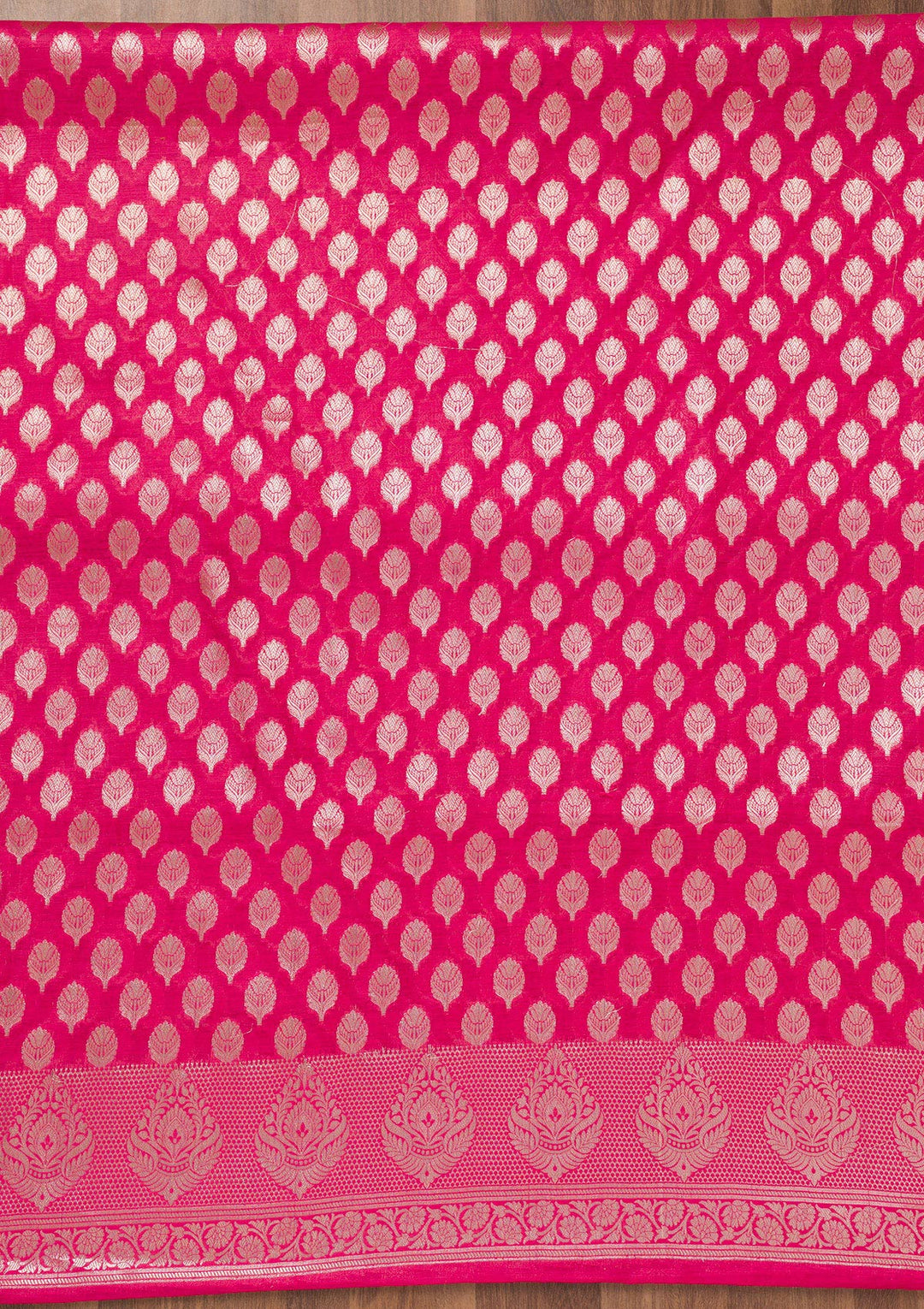 Rani Pink Zariwork Banarasi Unstitched Salwar Suit