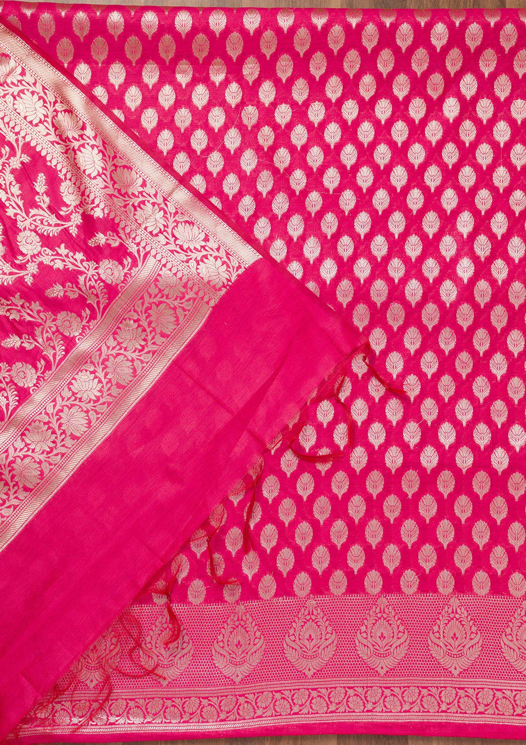 Rani Pink Zariwork Banarasi Unstitched Salwar Suit