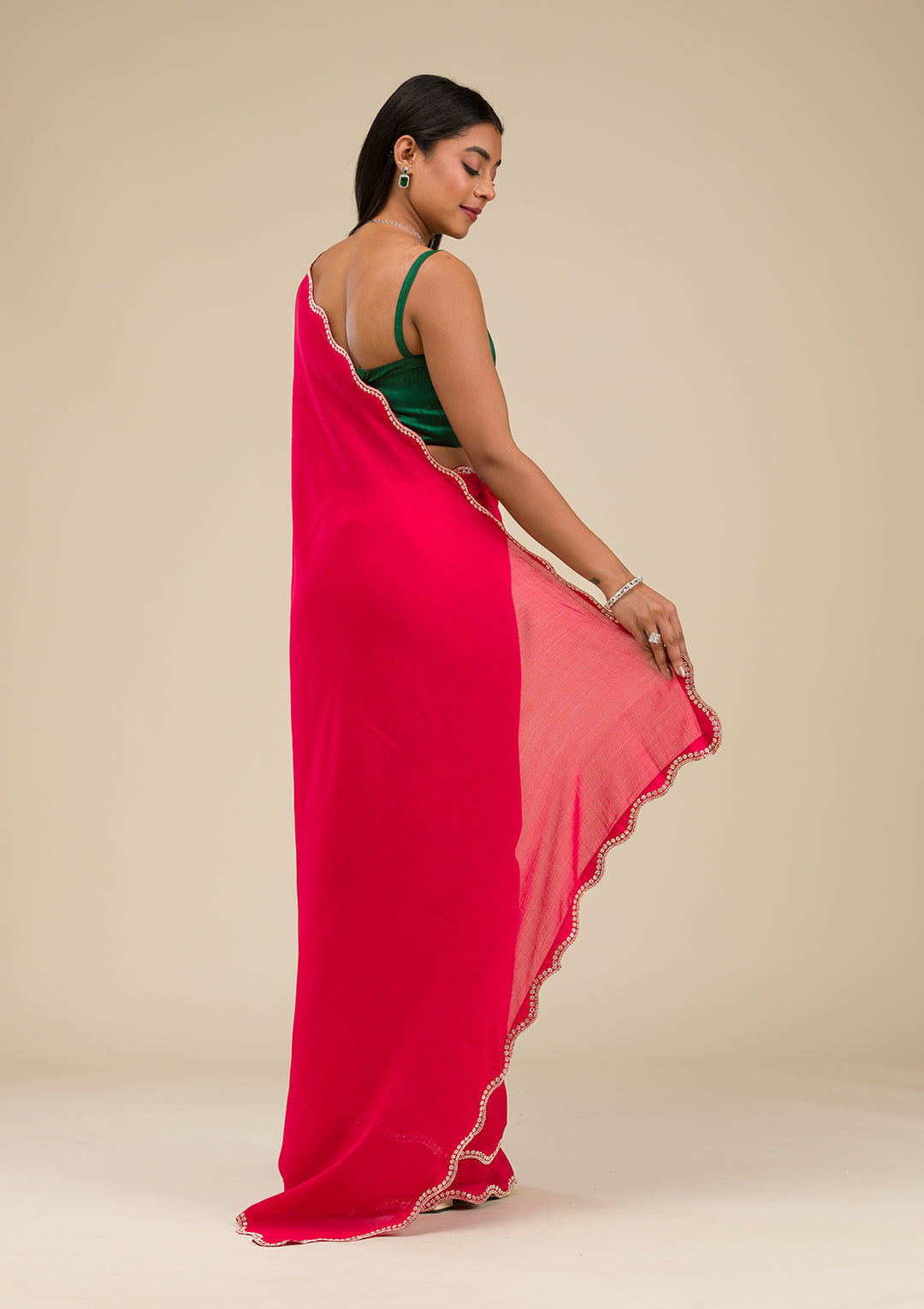 Rani Pink Stonework Art Silk Saree