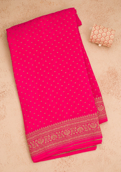 Rani Pink Zariwork Banarasi Silk Saree