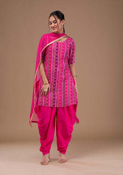 Rani Pink Zariwork  Readymade Salwar Suit