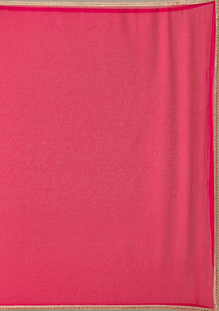 Rani Pink Zariwork Chiffon Readymade Salwar Suit