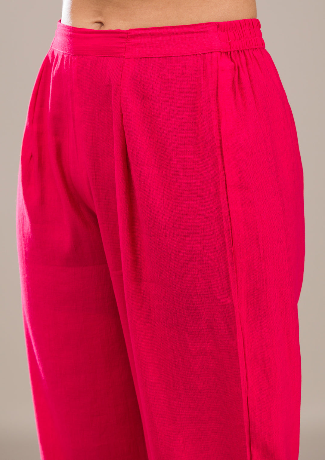 Rani Pink Zariwork Chiffon Readymade Salwar Suit