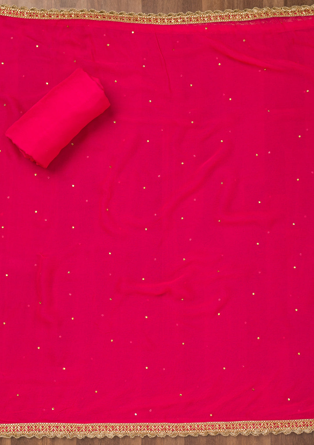 Rani Pink Zariwork Organza Unstitched Salwar Suit