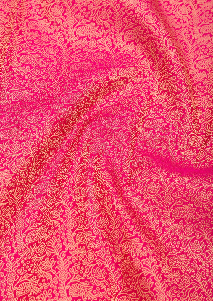 Rani Pink Zariwork Pure Silk Saree