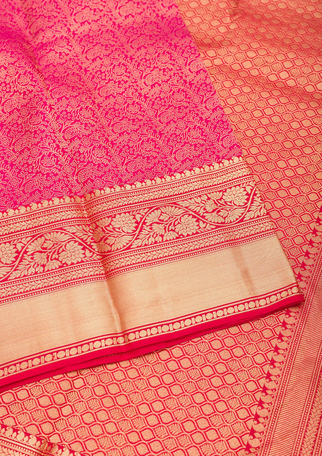 Rani Pink Zariwork Pure Silk Saree