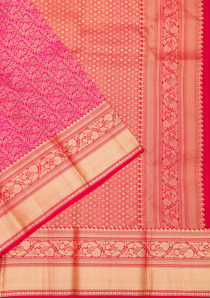 Rani Pink Zariwork Pure Silk Saree