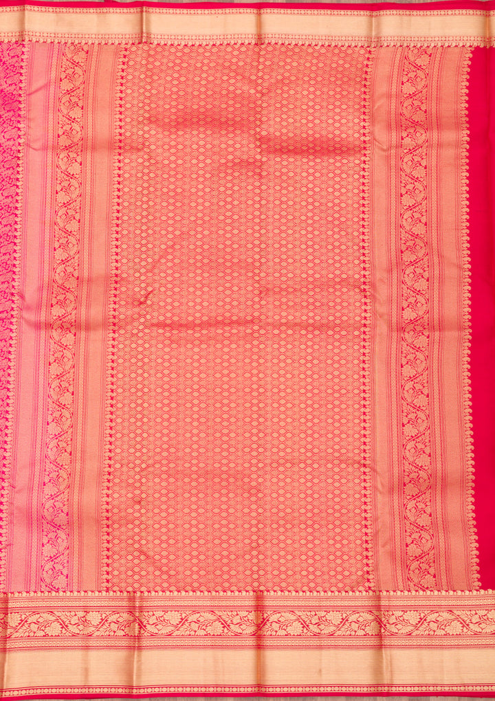 Rani Pink Zariwork Pure Silk Saree