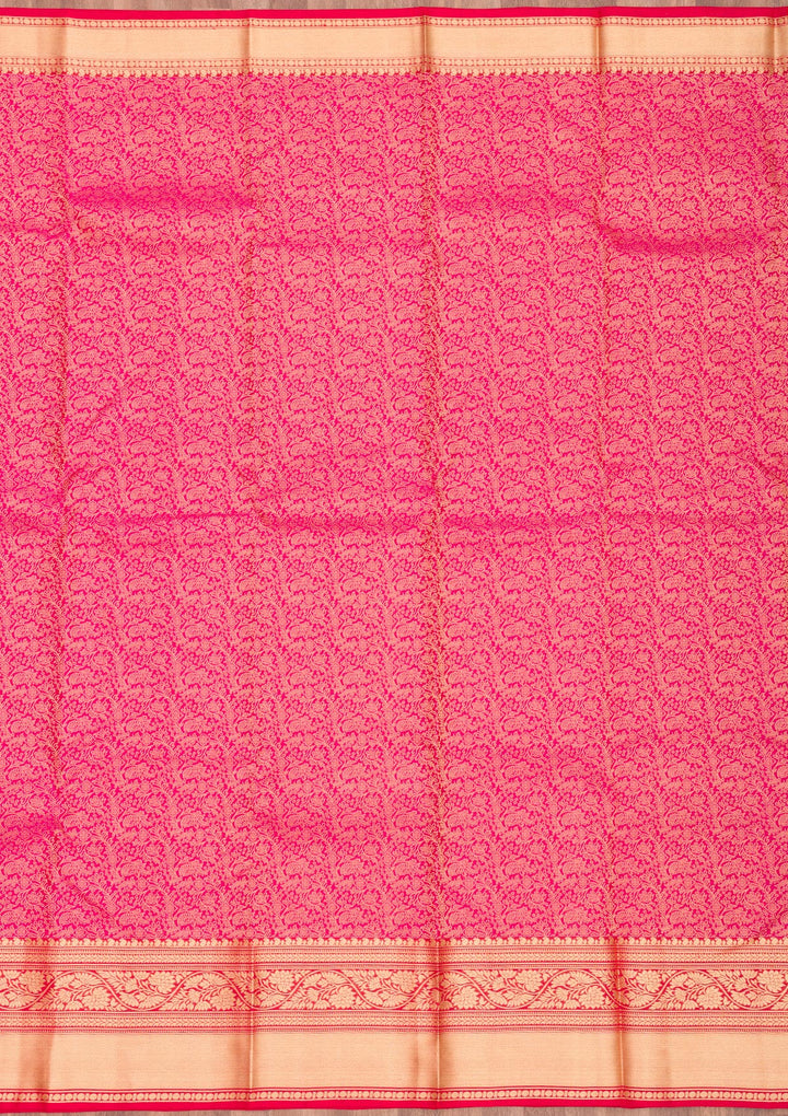 Rani Pink Zariwork Pure Silk Saree