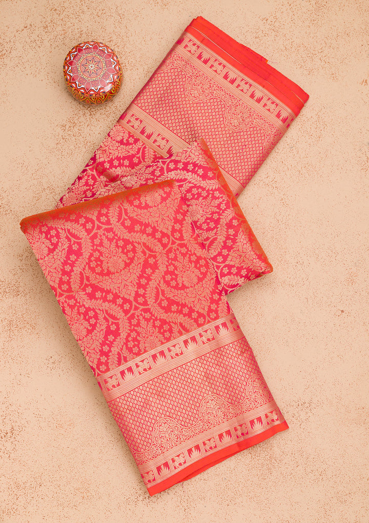 Rani Pink Zariwork Pure Silk Saree