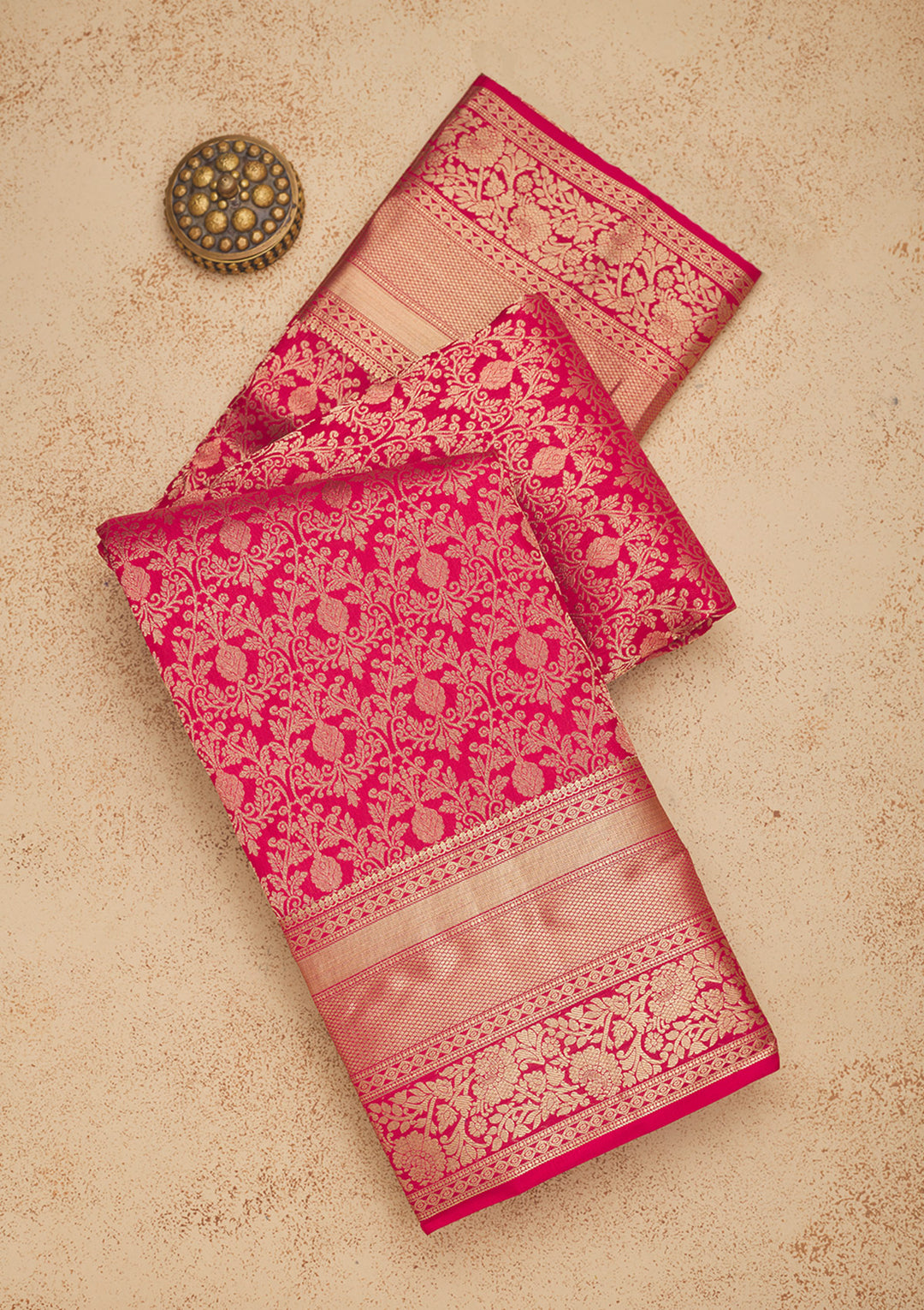 Rani Pink Zariwork Pure Silk Saree