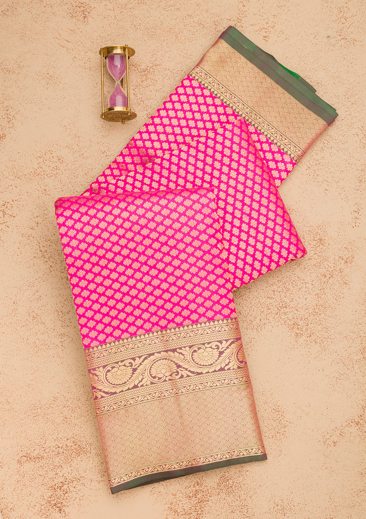 Rani Pink Zariwork Pure Silk Saree