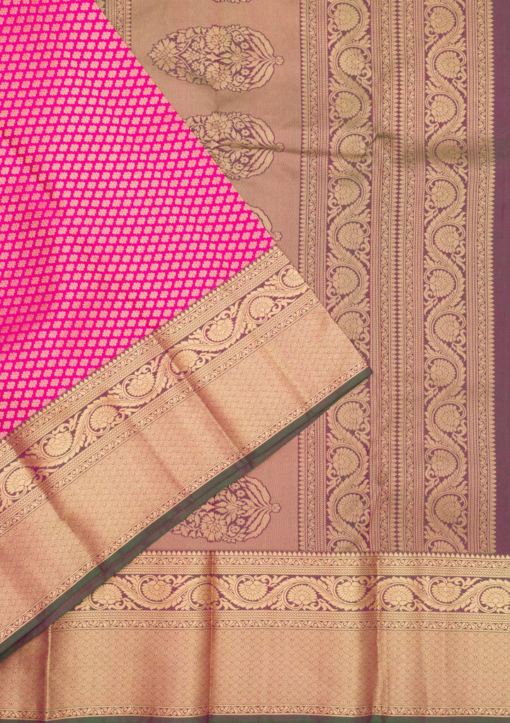 Rani Pink Zariwork Pure Silk Saree