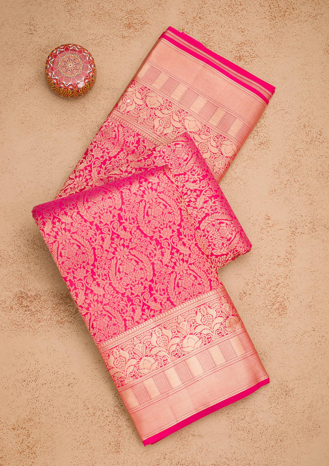 Rani Pink Zariwork Pure Silk Saree
