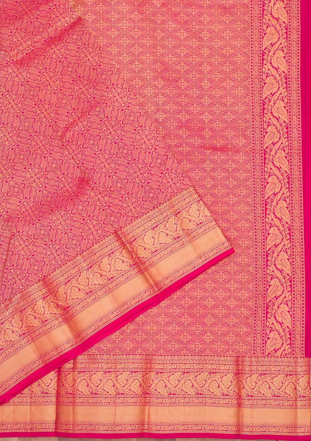 Rani Pink Zariwork Pure Silk Saree