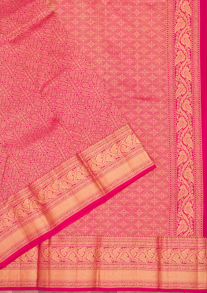 Rani Pink Zariwork Pure Silk Saree