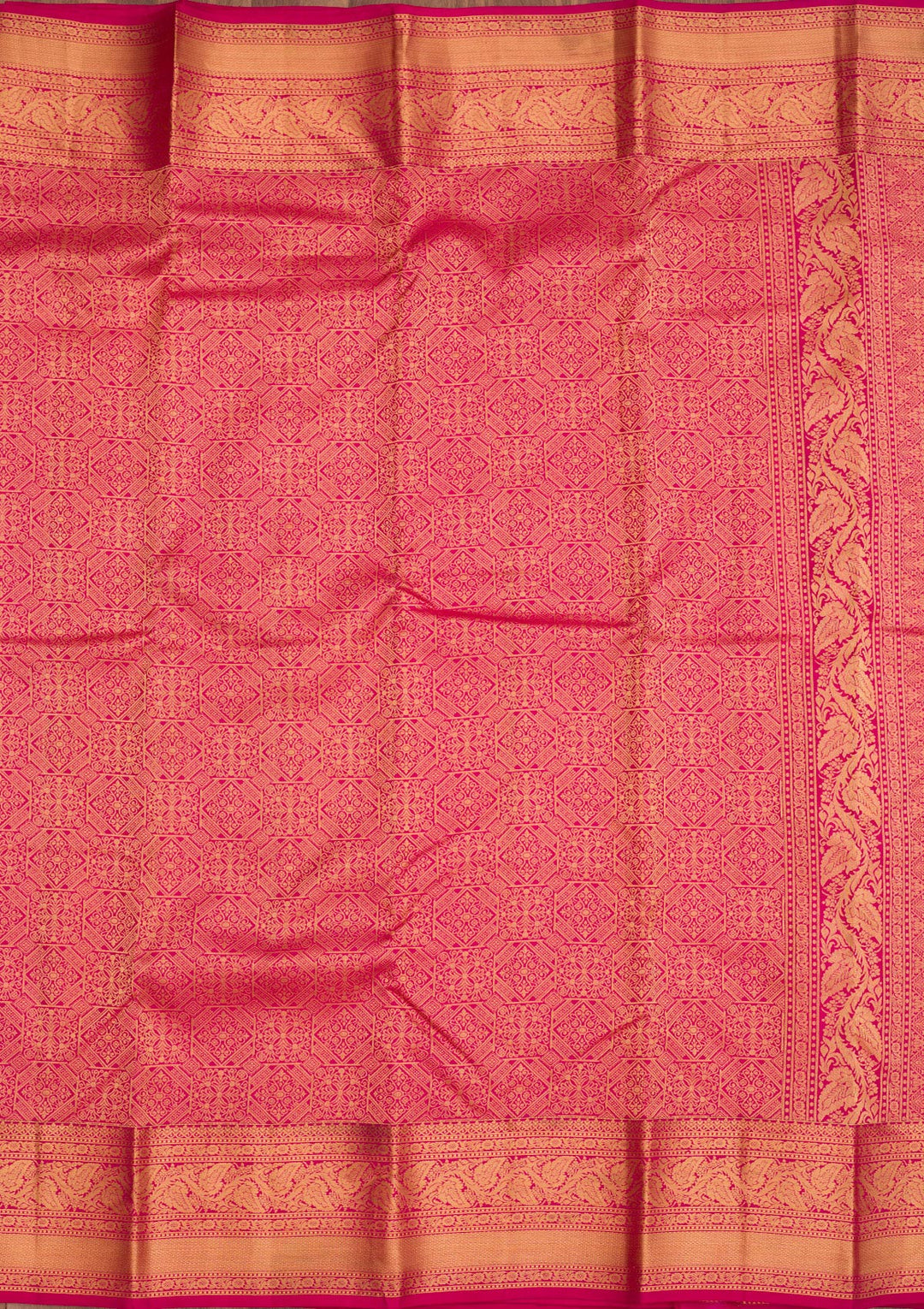 Rani Pink Zariwork Pure Silk Saree
