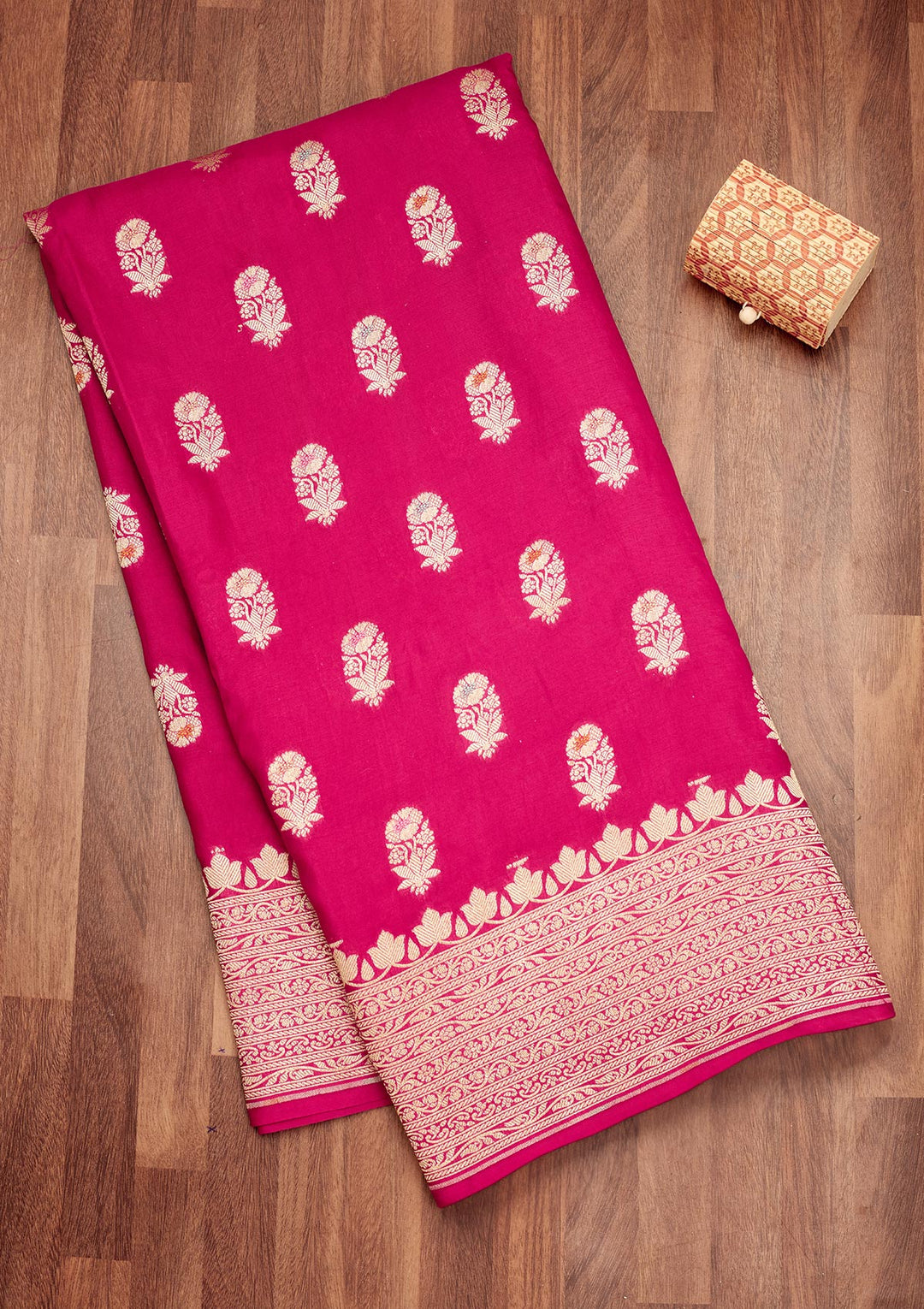 Rani Pink Zariwork Pure Silk Saree