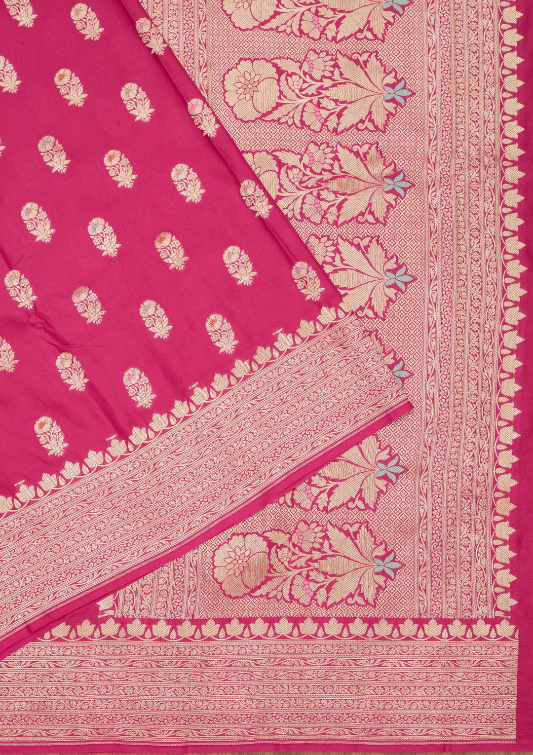 Rani Pink Zariwork Pure Silk Saree