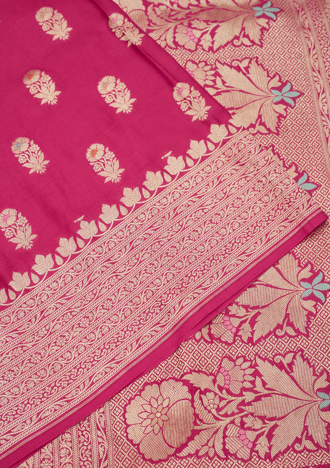 Rani Pink Zariwork Pure Silk Saree