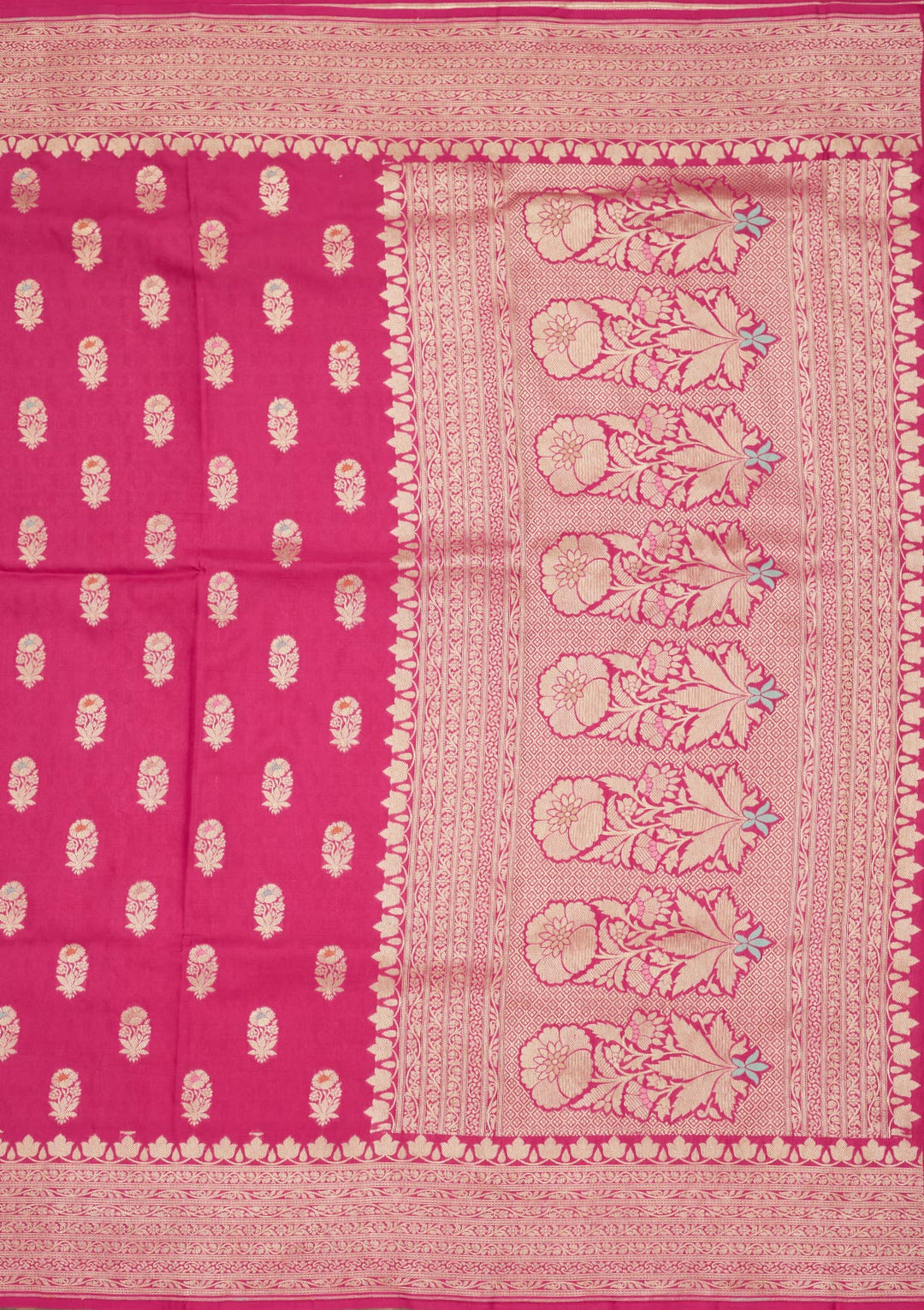 Rani Pink Zariwork Pure Silk Saree