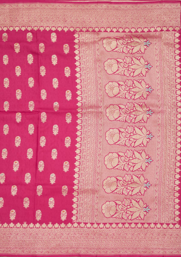 Rani Pink Zariwork Pure Silk Saree