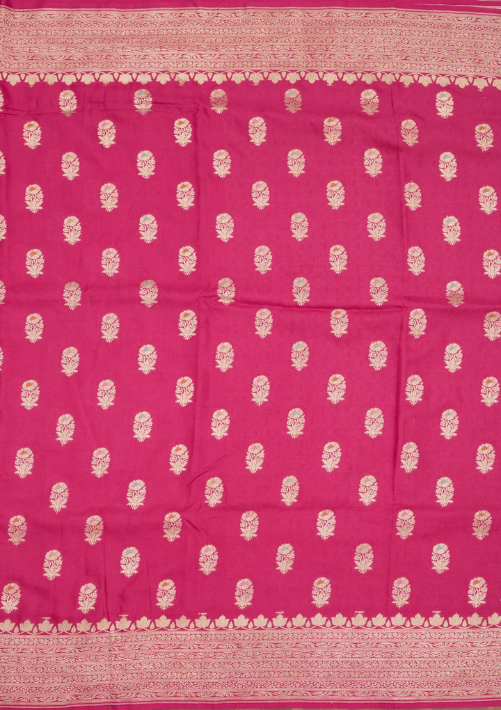 Rani Pink Zariwork Pure Silk Saree