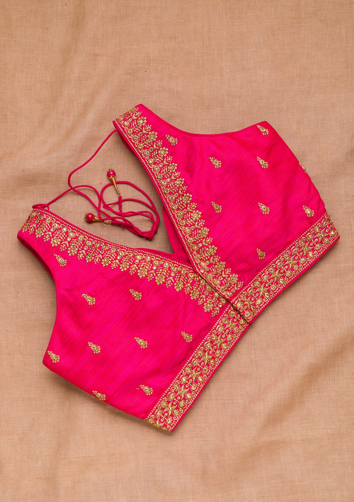 Rani Pink Zariwork Raw Silk Blouse