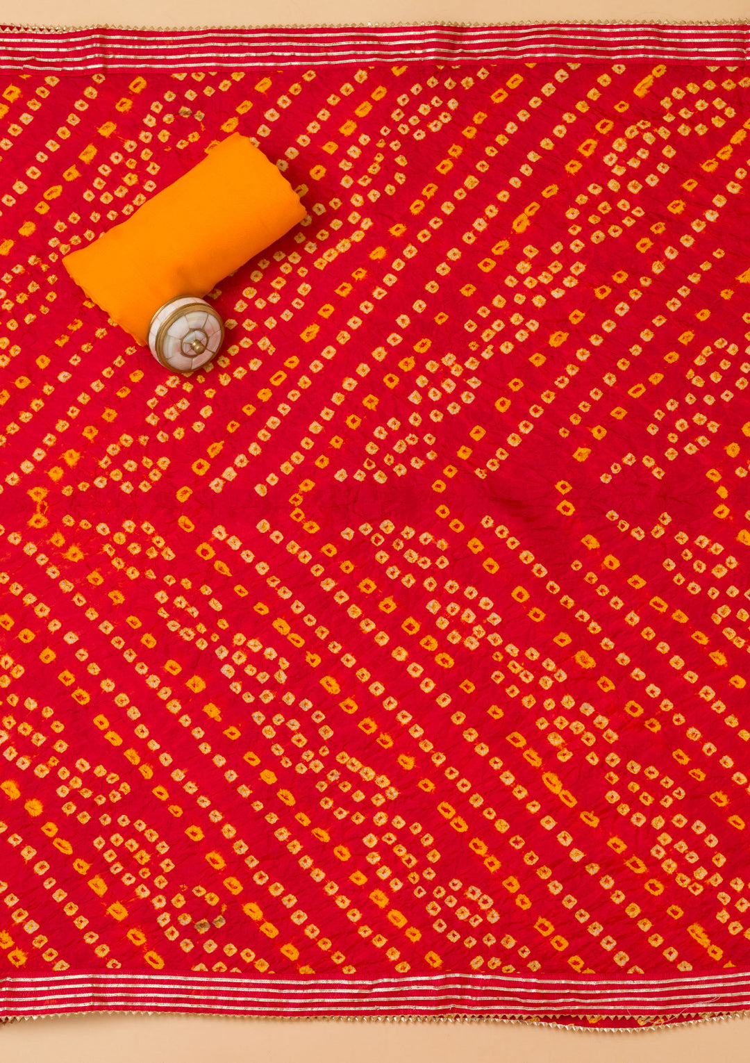Red Gotapatti Semi Crepe Unstitched Salwar Suit