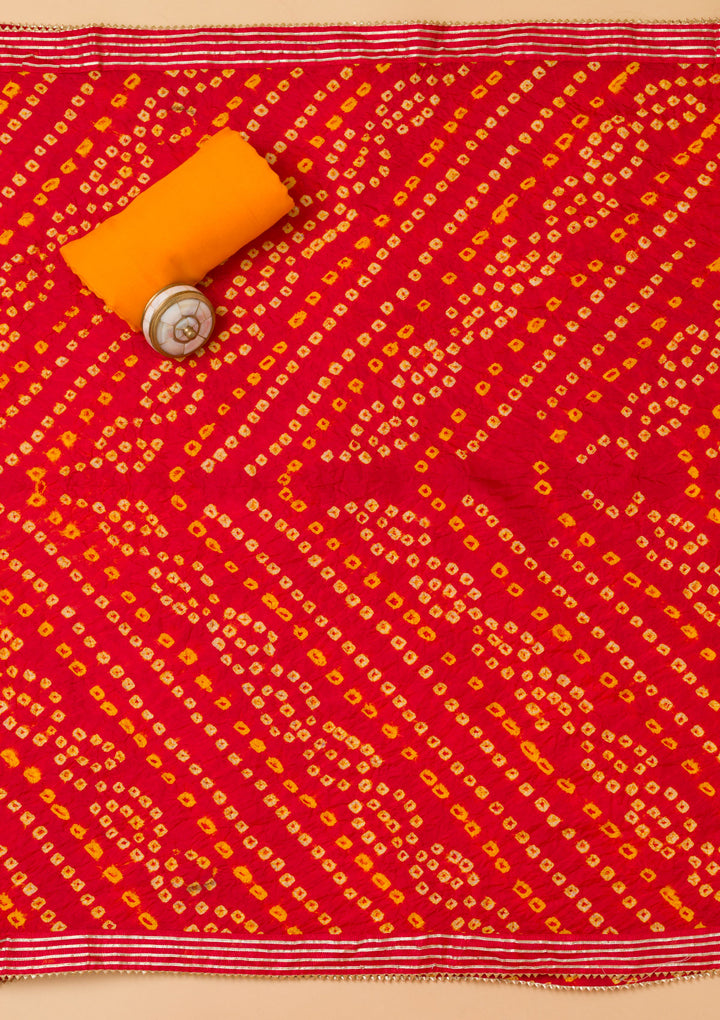 Red Gotapatti Semi Crepe Unstitched Salwar Suit