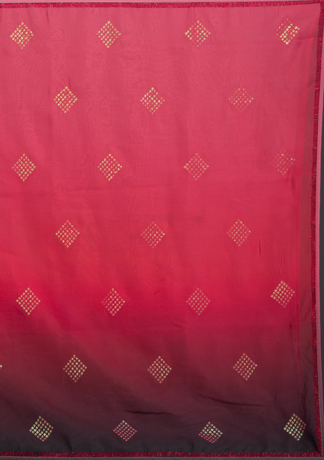 Red Swarovski Satin Saree