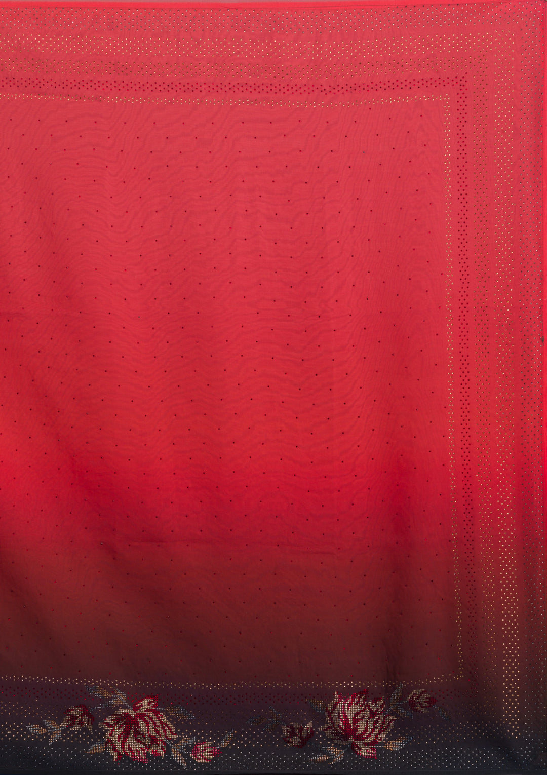Red Swarovski Satin Saree