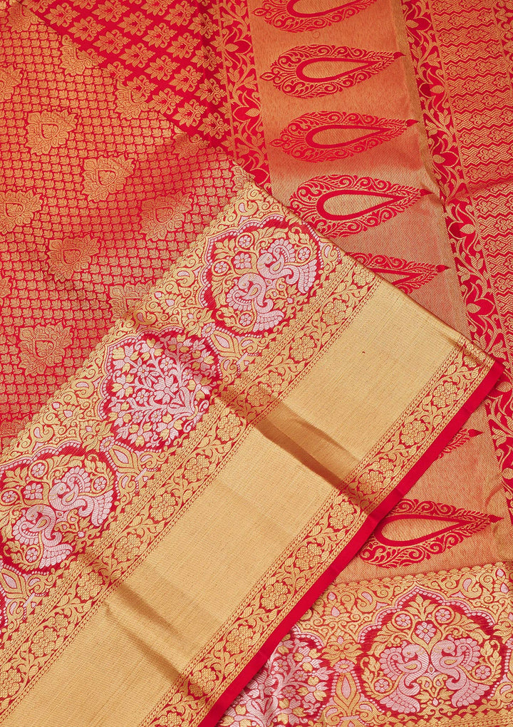 Red Zariwork Pure Silk Saree