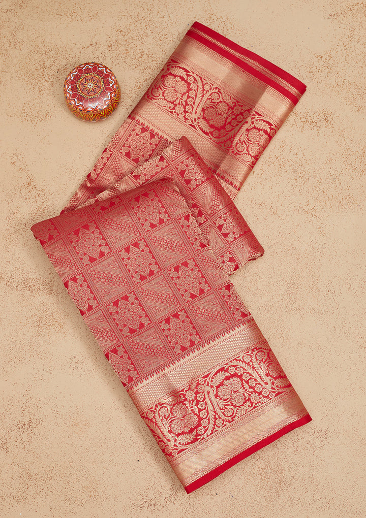 Red Zariwork Pure Silk Saree