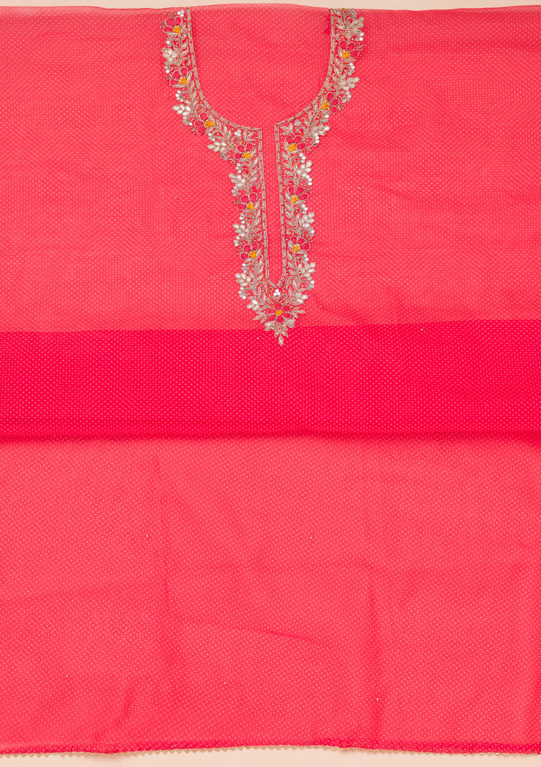 Red Zariwork Tissue Unstitched Salwar Suit