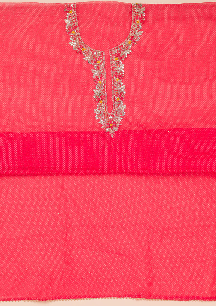 Red Zariwork Tissue Unstitched Salwar Suit