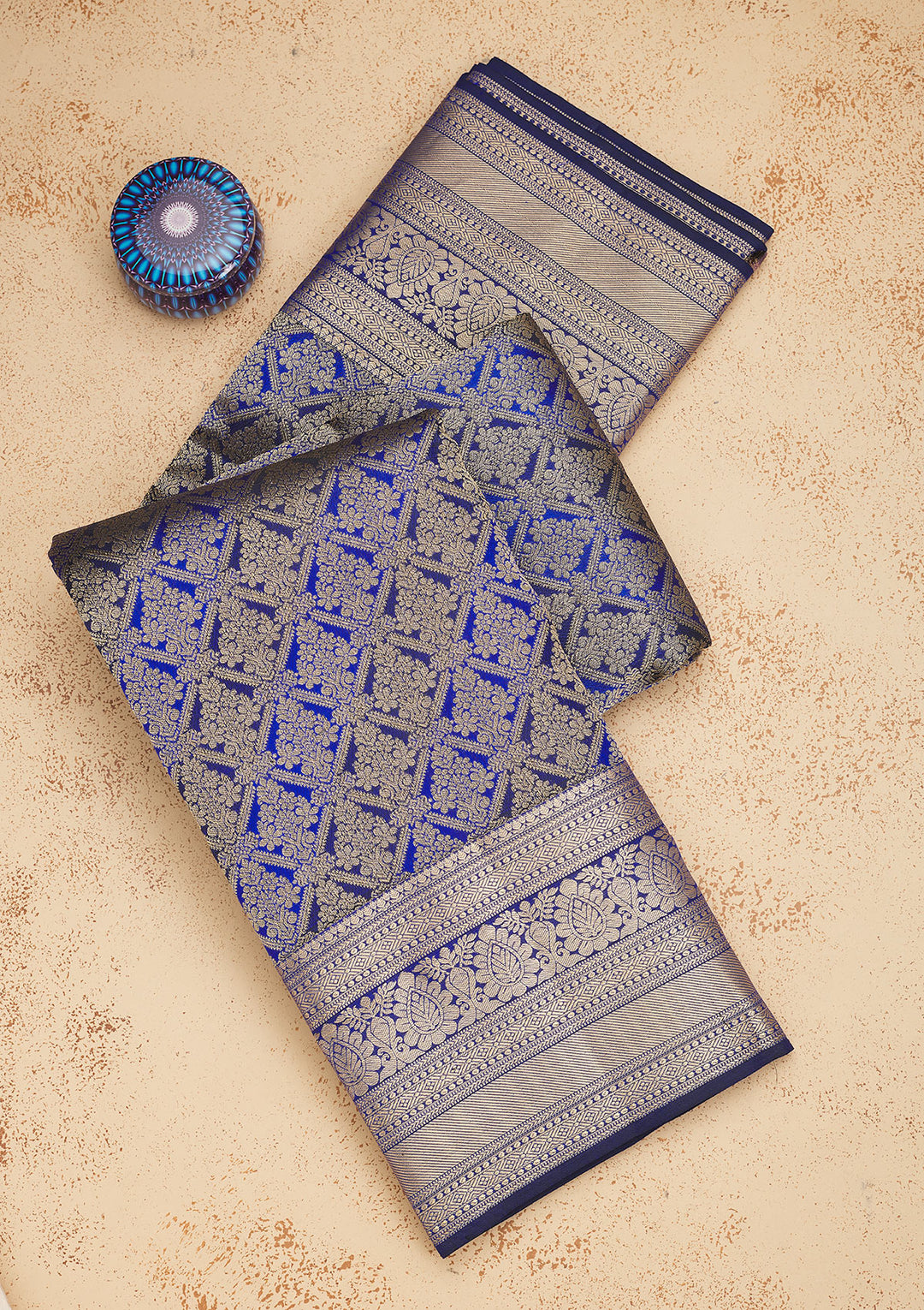 Royal Blue Zariwork Pure Silk Saree