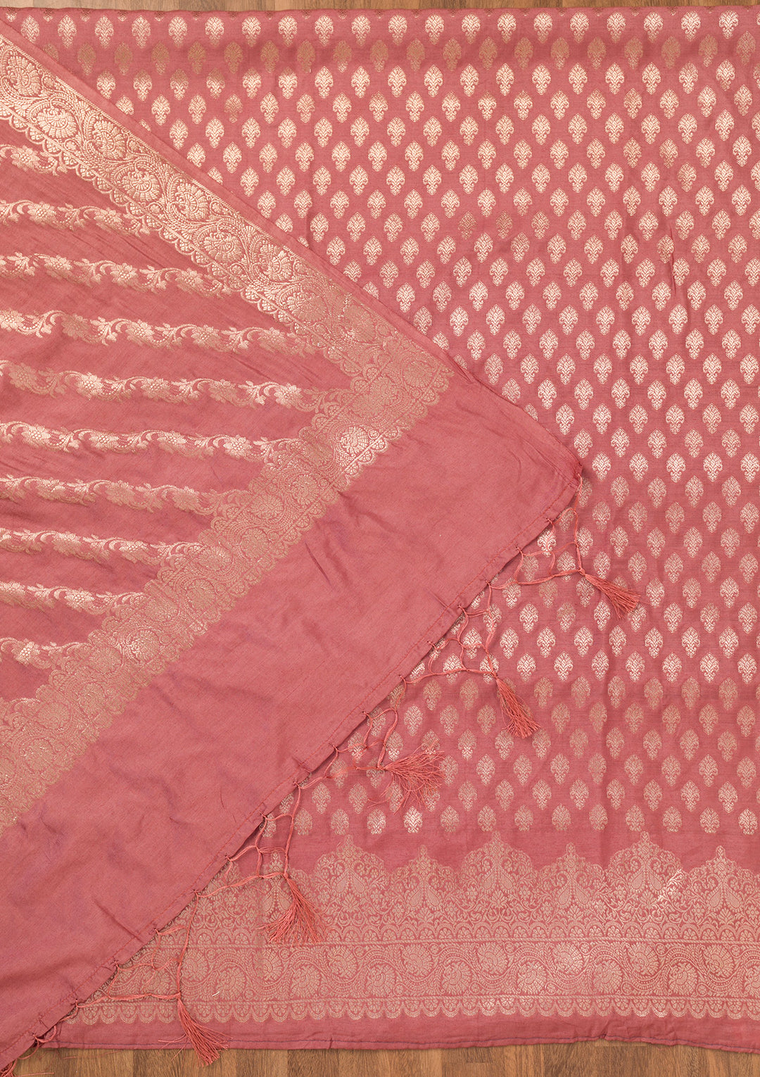 Rust Zariwork Banarasi Unstitched Salwar Suit