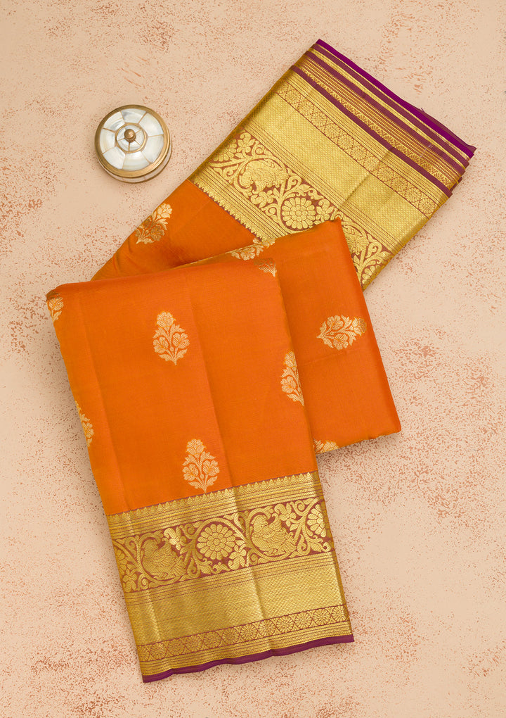 Rust Zariwork Banarasi Pure Silk Saree