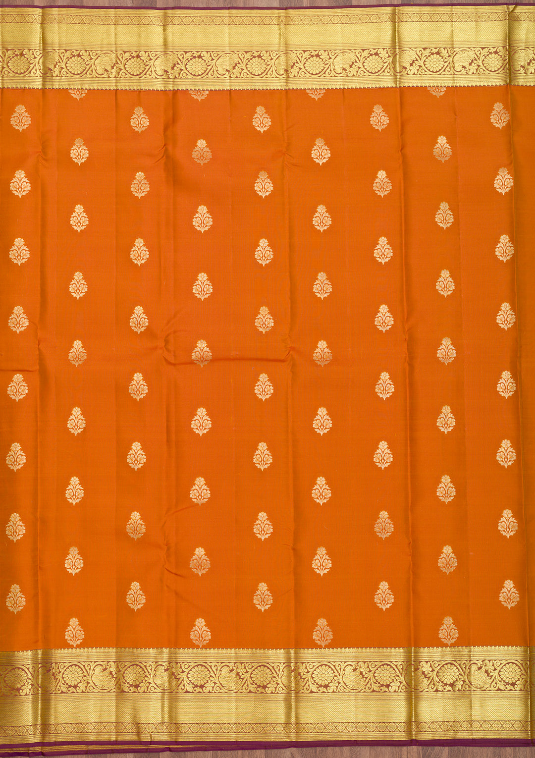 Rust Zariwork Banarasi Pure Silk Saree