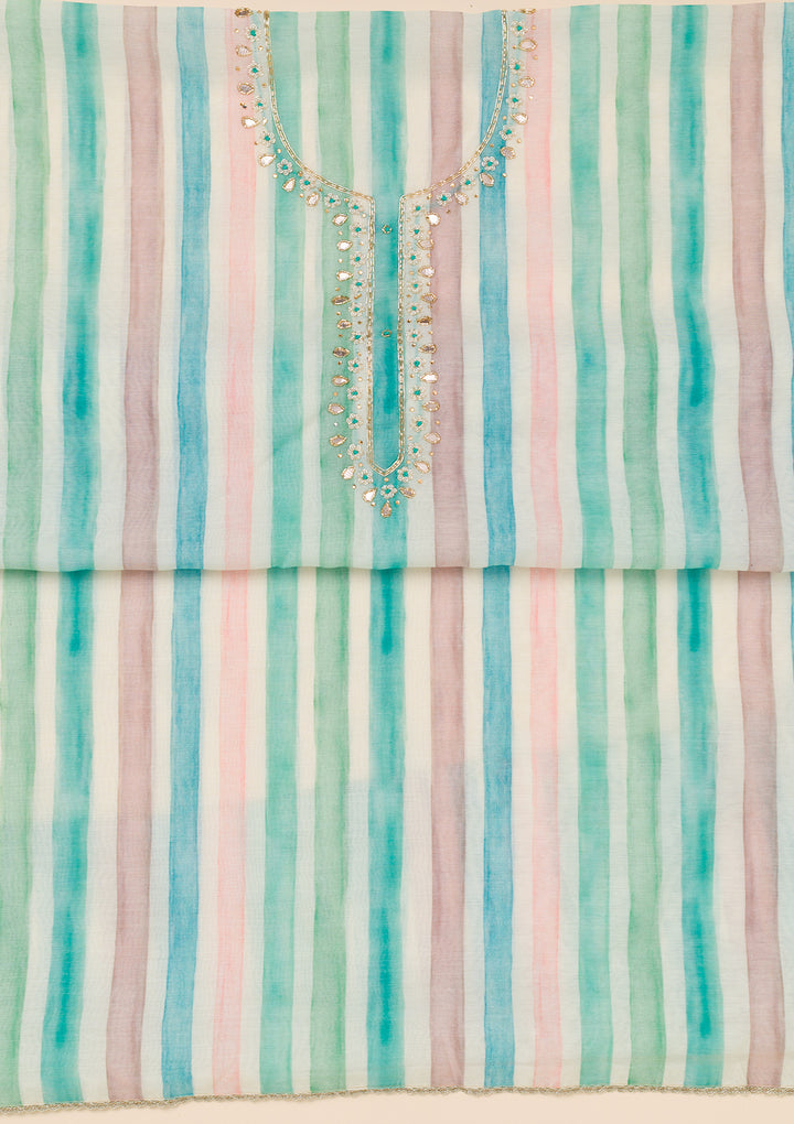 Sea Green Printed Tissue Unstitched Salwar Suit