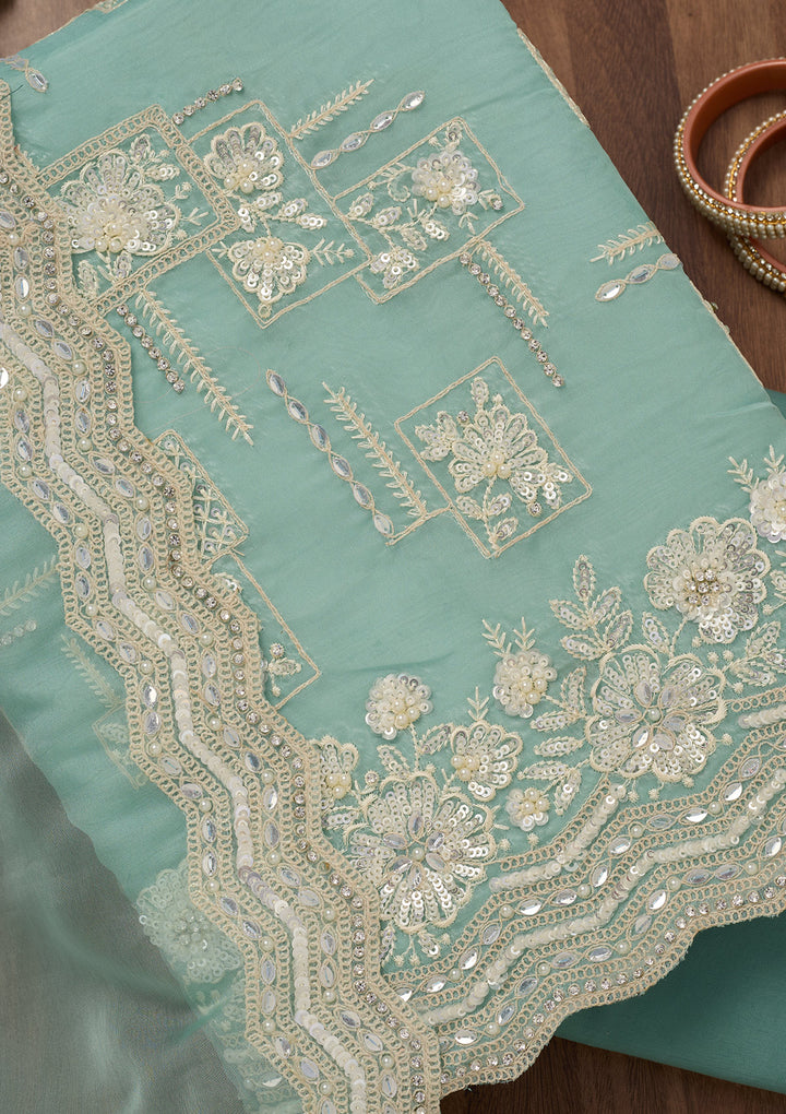 Sea Green Sequins Georgette Unstitched Salwar Suit