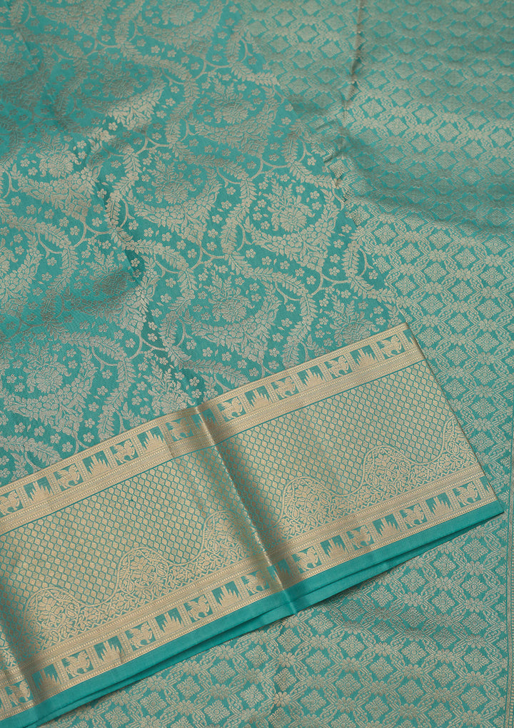 Sea Green Zariwork Pure Silk Saree