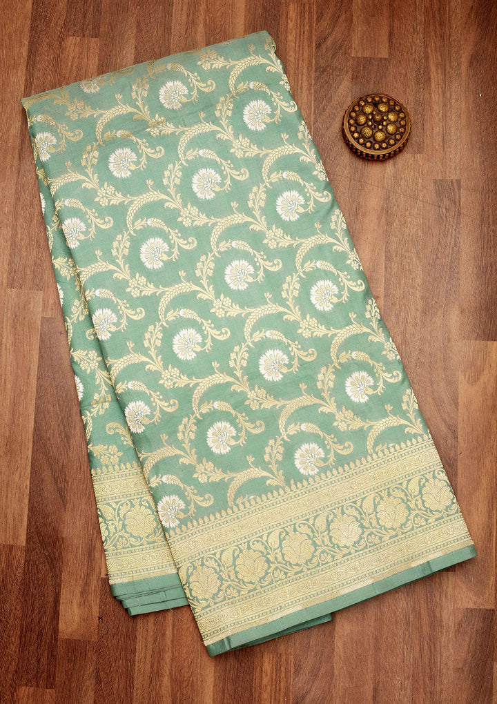 Sea Green Zariwork Pure Silk Saree
