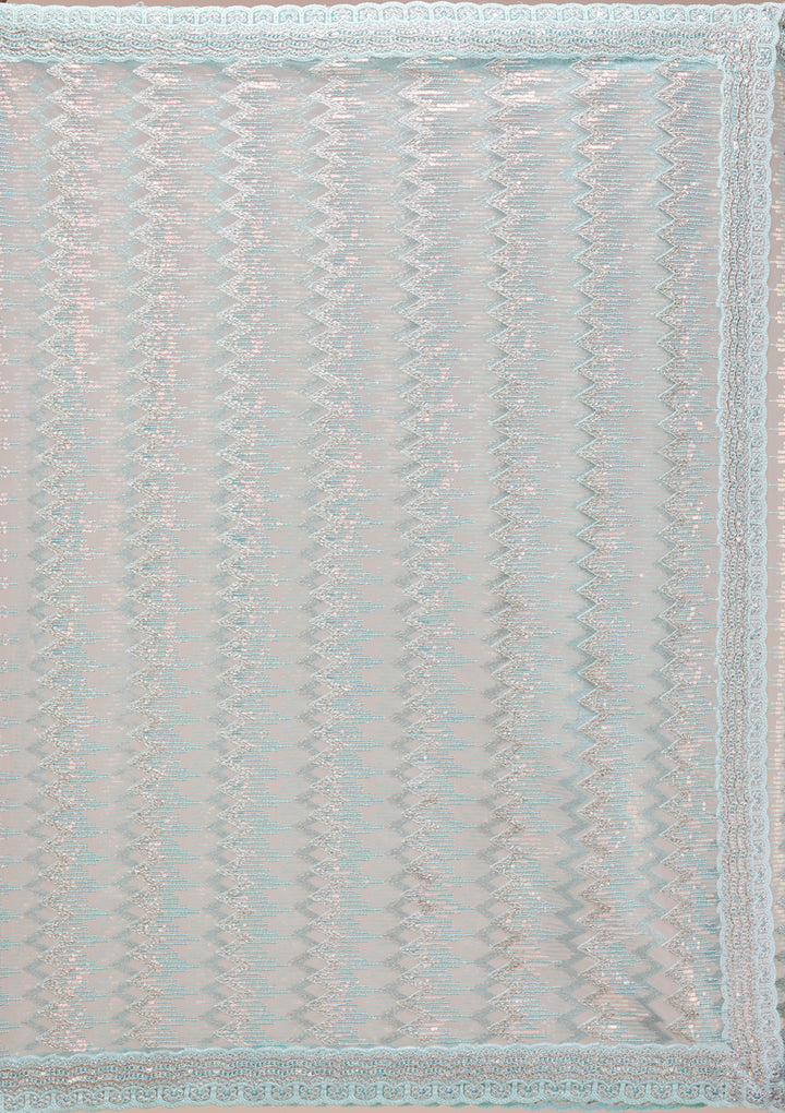 Sky Blue Sequins Net Saree