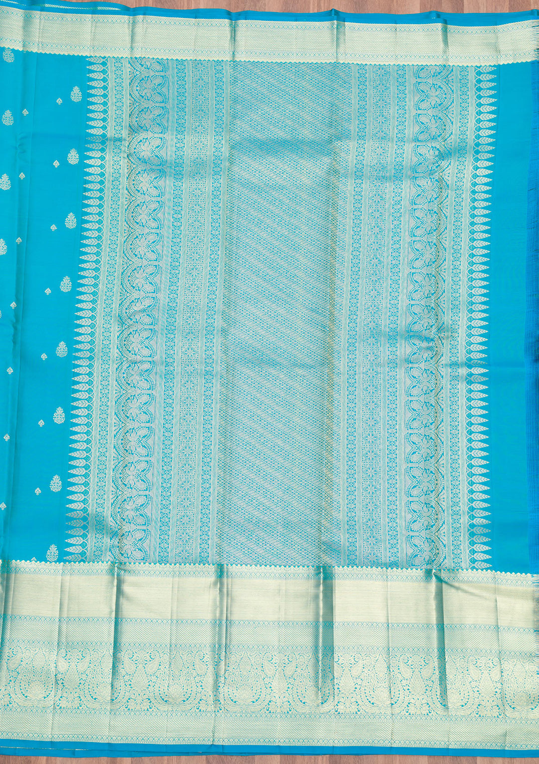 Sky Blue Zariwork Pure Silk Saree